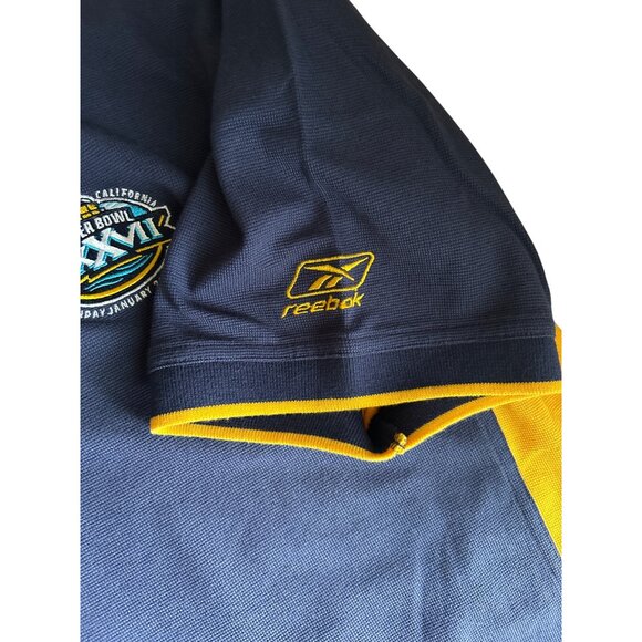 Vtg NFL Super Bowl XXXVII Polo Shirt XL PlayDry Moisture-Wicking Navy & Yellow - Picture 9 of 9